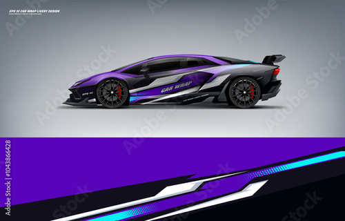 Sport racing supercar wrap livery design purple color combination foe universal medium vector eps10 ready print printable file