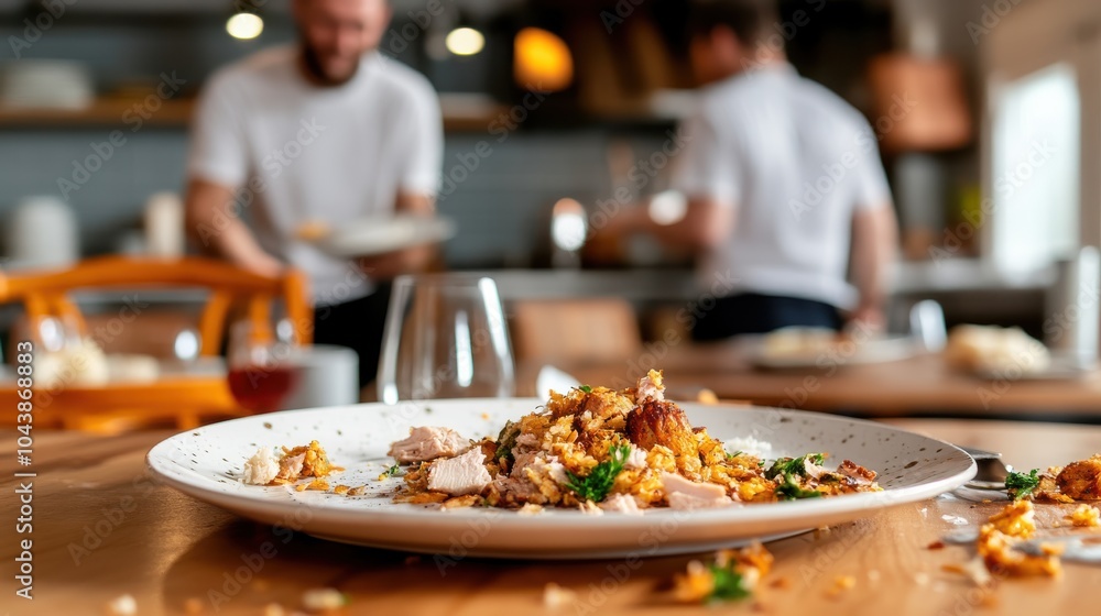 A lively kitchen scene showcasing chefs at work preparing dishes, with a focal plate on a central table, illustrating the artistry and joy of cooking together. A lively kitchen scene showcasing chefs at work preparing dishes, with a focal plate on a central table, illustrating the artistry and joy of cooking together.