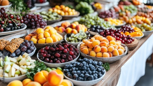 Vibrant display of fresh fruits at a market stall.