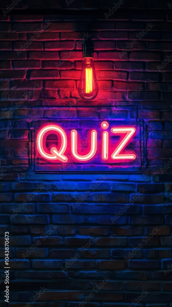 Fototapeta premium Neon Quiz Night Sign 