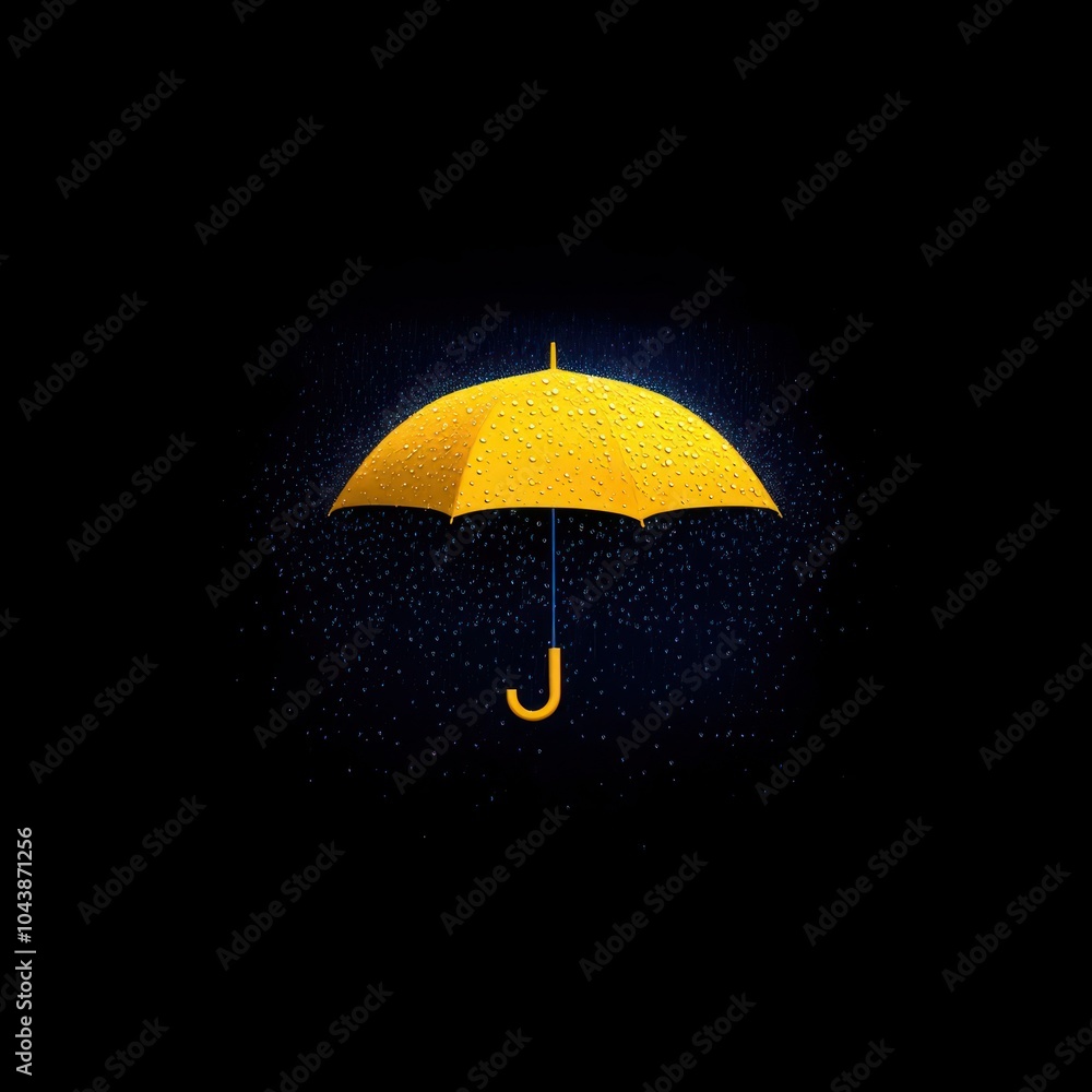 Rainy Weather Concept: Umbrella Under Rain with Water Drops Splash Background Rainy Weather Concept: Umbrella Under Rain with Water Drops Splash Background