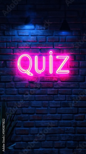 Neon Quiz Night: A vibrant pink neon sign illuminates the word 