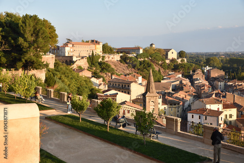 Terrasse du jardin de l'évêché à Béziers. France photo