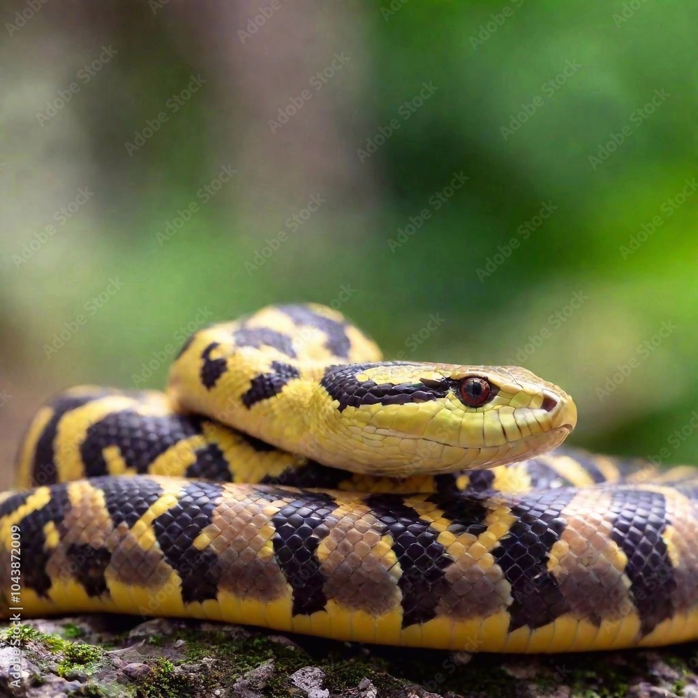 extreme macro shot of a snake coiled body, with a single scale in sharp focus, while the surrounding coils and the background gradually fade into a soft blur, emphasizing the snake's intricate form extreme macro shot of a snake coiled body, with a single scale in sharp focus, while the surrounding coils and the background gradually fade into a soft blur, emphasizing the snake's intricate form