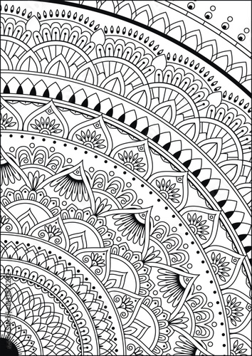 Coloring book page. Colorless pattern with abstract elements. Mandala and floral elements. photo