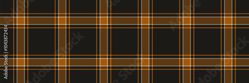 1960s tartan plaid fabric, swatch pattern textile check. Ceremony texture seamless background vector in black and orange colors.