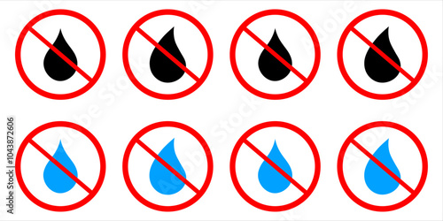 Water Drop Forbidden Silhouette Icon. Liquids are Prohibited Color Pictogram. Do not Drink Water, water, ban, drop, stop, symbol, do, forbidden, dry, restriction