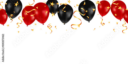 Black Friday header banner glossy balloons and star confetti discount special offer shopping