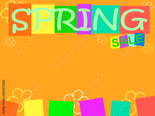 Colorful and cheerful spring sale banner with discount.