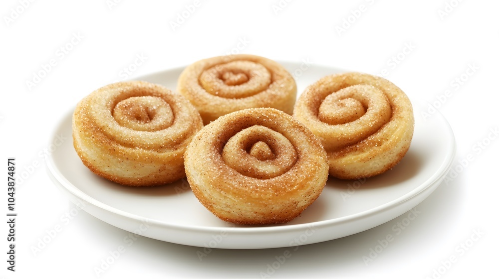Fototapeta premium Freshly baked cinnamon roll pastries on white plate for breakfast delight