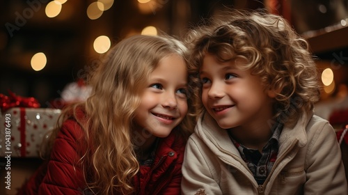 Portrait of smiling happy kids, winter holidays