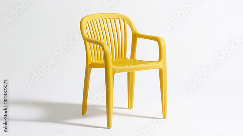 Yellow Plastic Chair with Armrests Modern Design Home Decor Furniture