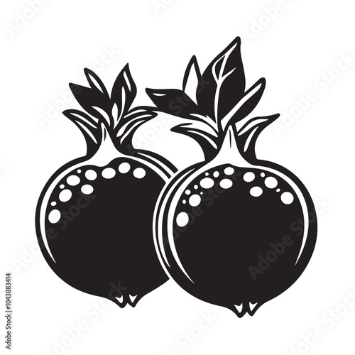 PomegranatesIn cartoon, hand-drawn flat style. image for social media, websites and UI. Isolated 2D vector design in logo, icon, sketch style, simple line vector, single color. AI Generative Art.