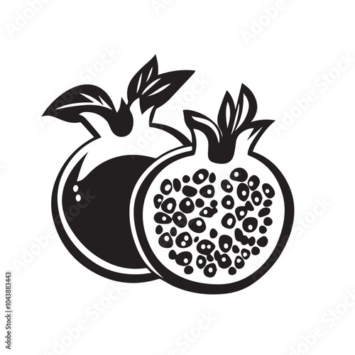 PomegranatesIn cartoon, hand-drawn flat style. image for social media, websites and UI. Isolated 2D vector design in logo, icon, sketch style, simple line vector, single color. AI Generative Art.