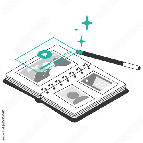 Deepfake. Playful isometric concept illustration.