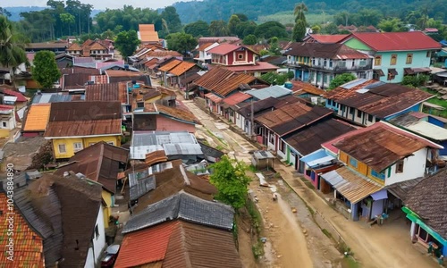 Aerial View of Kuala Kubu Baharu Old Town Neighborhood photo