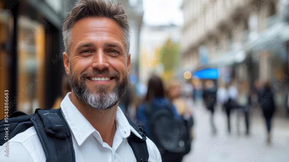 An older man with a warm smile stands amidst a dynamic urban street background, blending casual style with a sense of wisdom and contentment in his expression. An older man with a warm smile stands amidst a dynamic urban street background, blending casual style with a sense of wisdom and contentment in his expression.