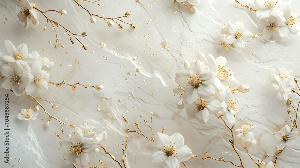Elegant White and Gold Floral Digital Art Collection for Wall Decor and Design Projects Elegant White and Gold Floral Digital Art Collection for Wall Decor and Design Projects
