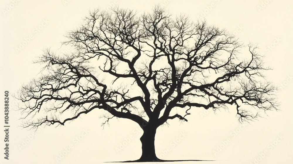 Silhouette of a Bare Tree Against a White Sky Nature Photography Silhouette of a Bare Tree Against a White Sky Nature Photography