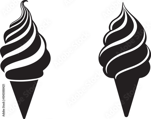 Soft Serve Ice Cream Cones vector,  ice cream icon set vector illustration isolated on white background.