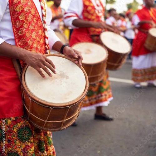 extreme close up photorealistic shot of traditional brazil musical instruments at the carnival in Bahia, 8k, ultra high definition photo