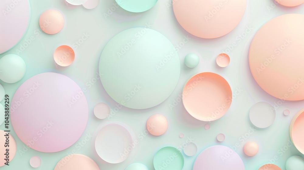 An abstract pastel background featuring soft circles in mint, lavender, and peach An abstract pastel background featuring soft circles in mint, lavender, and peach