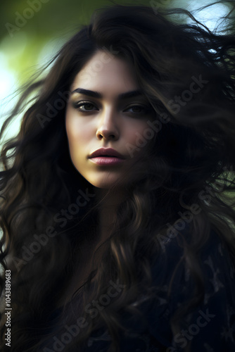 photo portrait of a black haired woman, black haired woman photo
