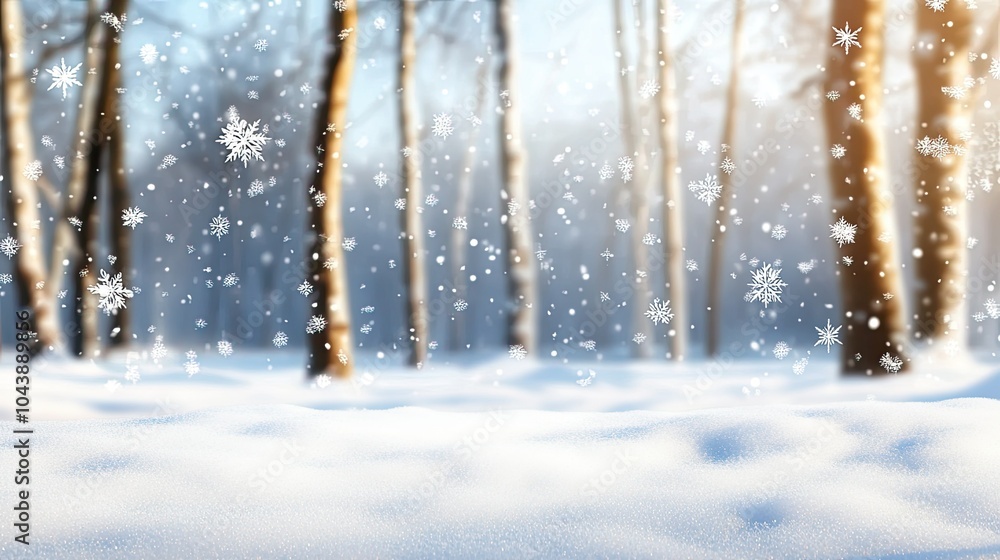 Tranquil Winter Scene in Snowy Forest Tranquil Winter Scene in Snowy Forest