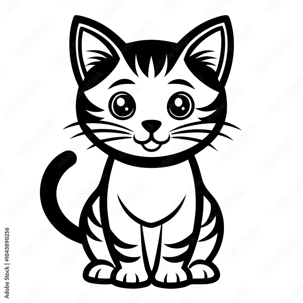 A cute mascot cat logo vector silhouette an white background A cute mascot cat logo vector silhouette an white background