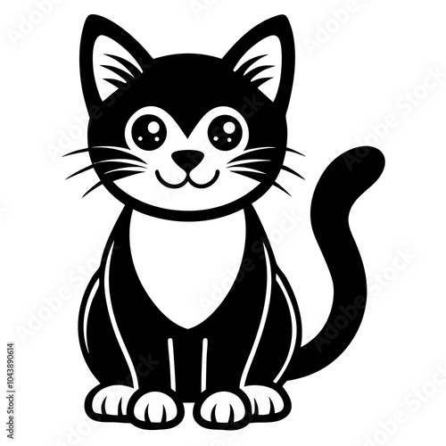 A cute mascot cat logo vector silhouette an white background