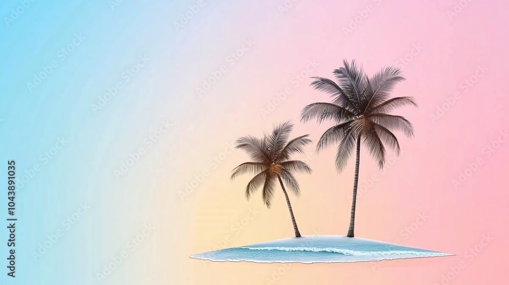 Serene Beach Landscape at Sunrise with Palms Serene Beach Landscape at Sunrise with Palms