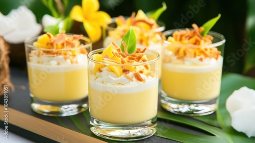 Coconut Mousse Verrine with Cream and Toppings