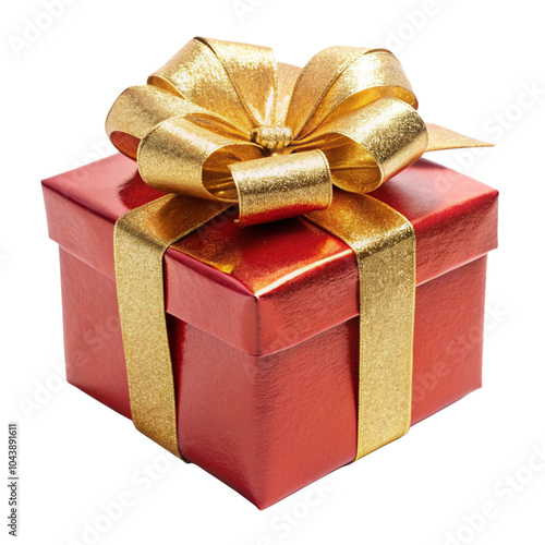 red gift box with golden ribbon