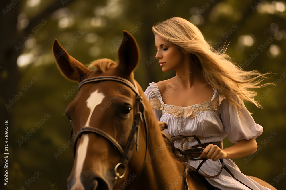Obraz premium model riding a horse, model riding horses