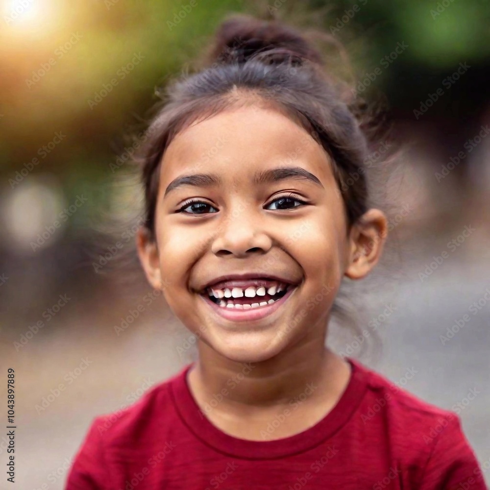 close-up portrait of a girl child laughing, with rack focus sharpening the facial details while the background subtly fades into a soft blur close-up portrait of a girl child laughing, with rack focus sharpening the facial details while the background subtly fades into a soft blur