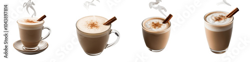 Chai Latte Collection PNG isolated on transparent and white background 