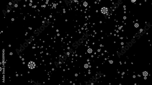 Seamless snowflakes and falling animation and 4K background 