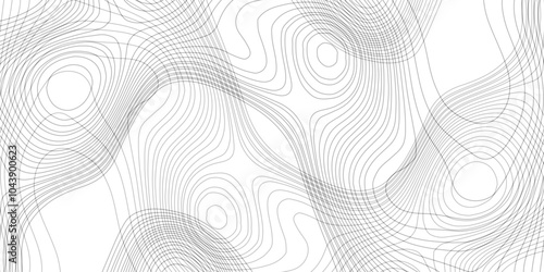 Black and white contours topography stylized wavy concentric pattern height lines map, seamless topographic patterns contour isolated geographic mountain relief trendy modern background and texture.