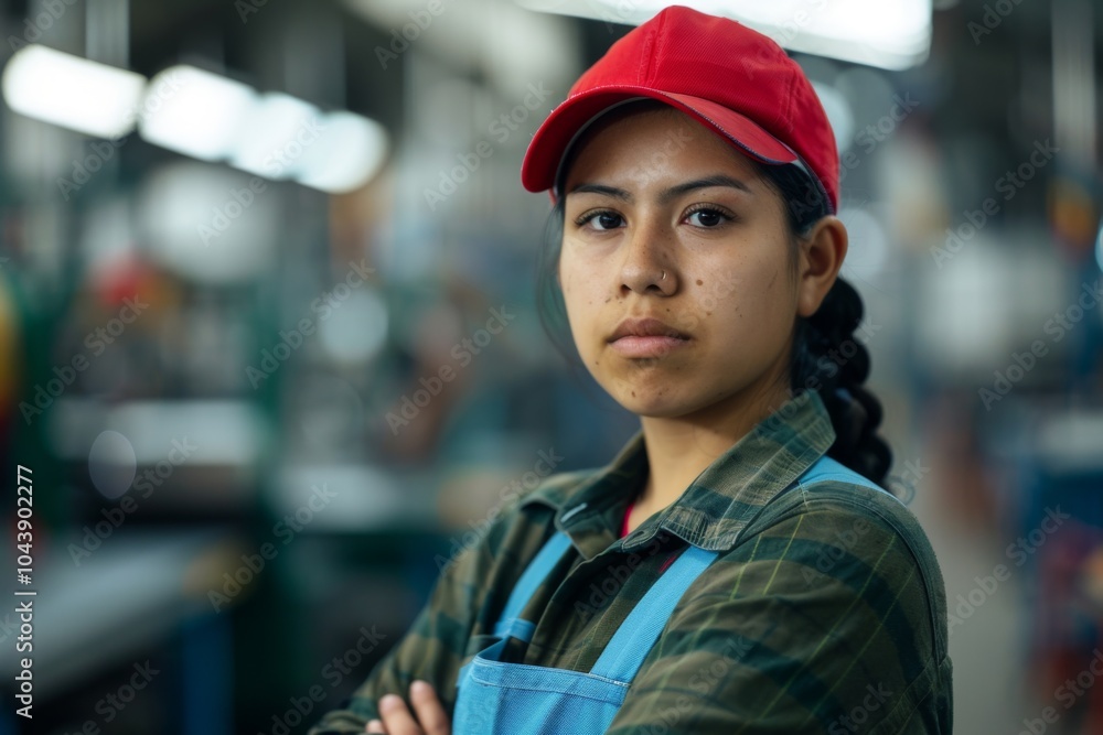 Portrait of a young adult Hispanic female Assembly Line Worker Portrait of a young adult Hispanic female Assembly Line Worker