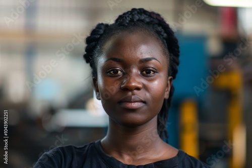 Portrait of a young adult African American female Assembly Line Worker