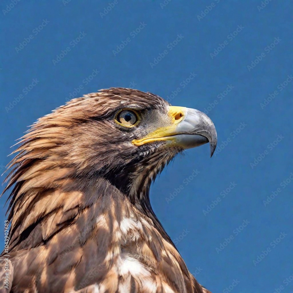 Obraz premium A close-up of an eagle's face with the sky in the background