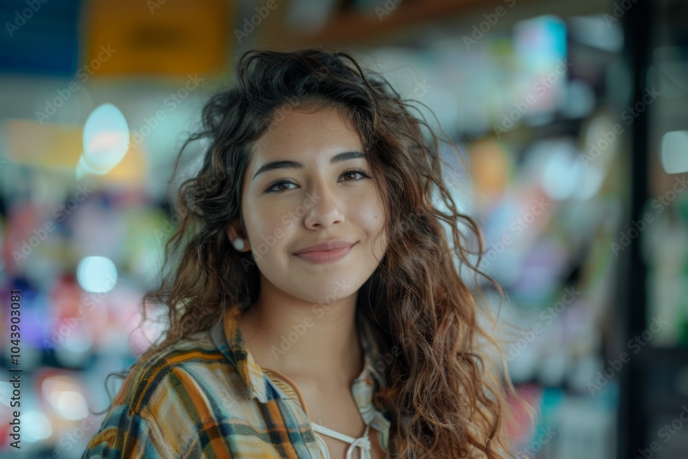Obraz premium Young adult Hispanic female retail sales associate