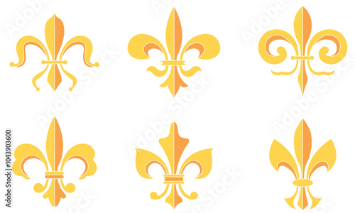 Fleur de lys coat of arms symbols Set Vector