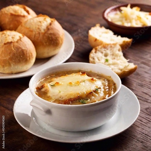 homemade chicken soup with vegetables and bread