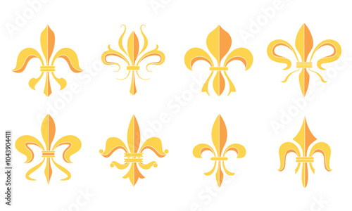 Fleur de lys coat of arms symbols Set Vector