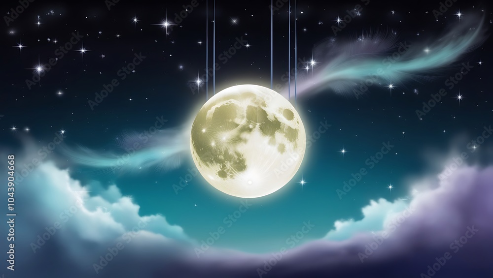 Obraz premium Majestic moon wallpaper with the moon reflecting on a peaceful river