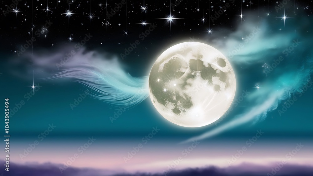 Naklejka premium Serene moon wallpaper capturing the crescent moon above a peaceful sea