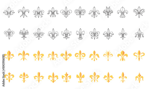 Fleur de lys coat of arms symbols Set Vector