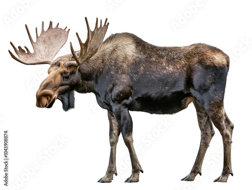 Wallpaper Mural Majestic moose with large antlers stands proudly against a white background. Torontodigital.ca
