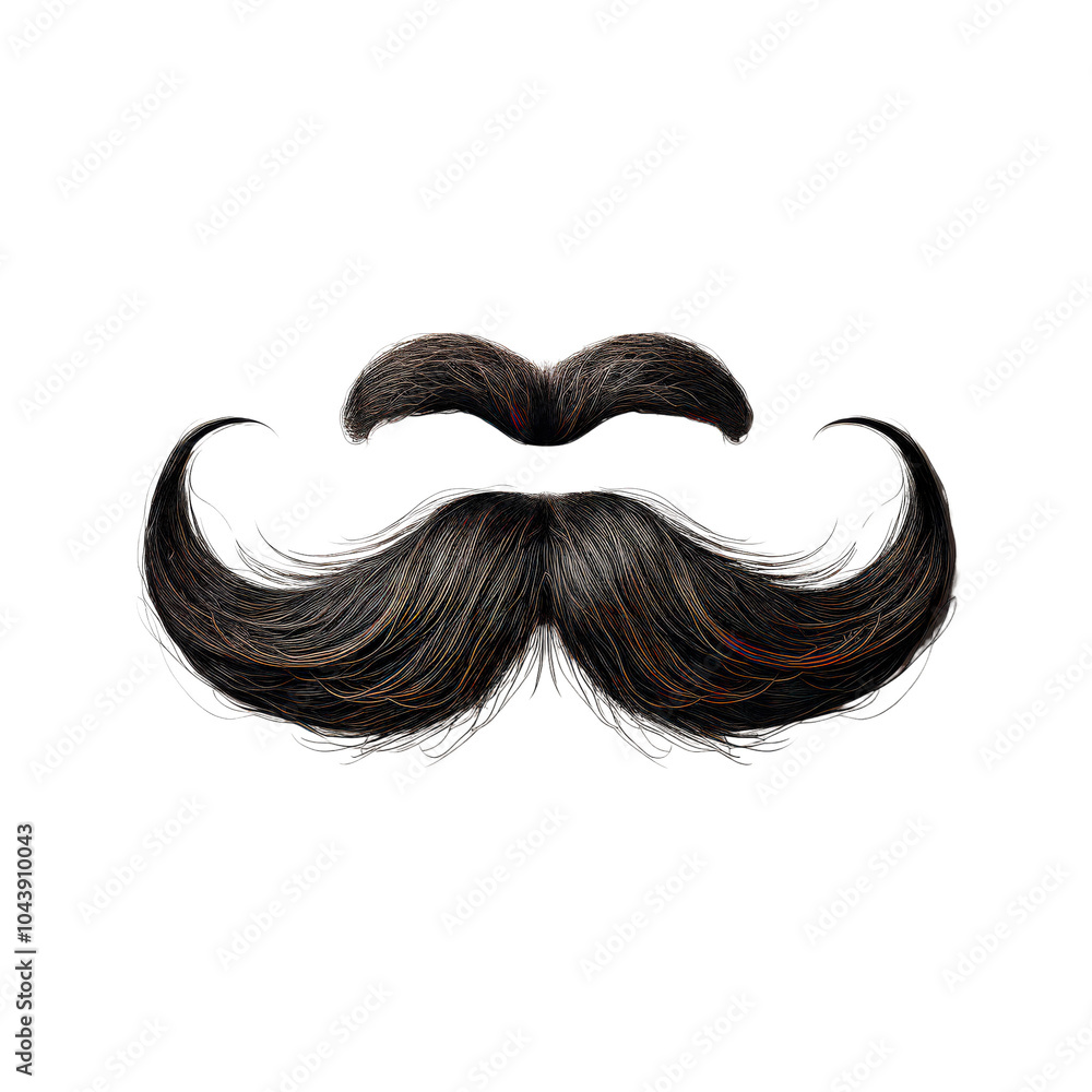 A mustache is shown in black and white A mustache is shown in black and white